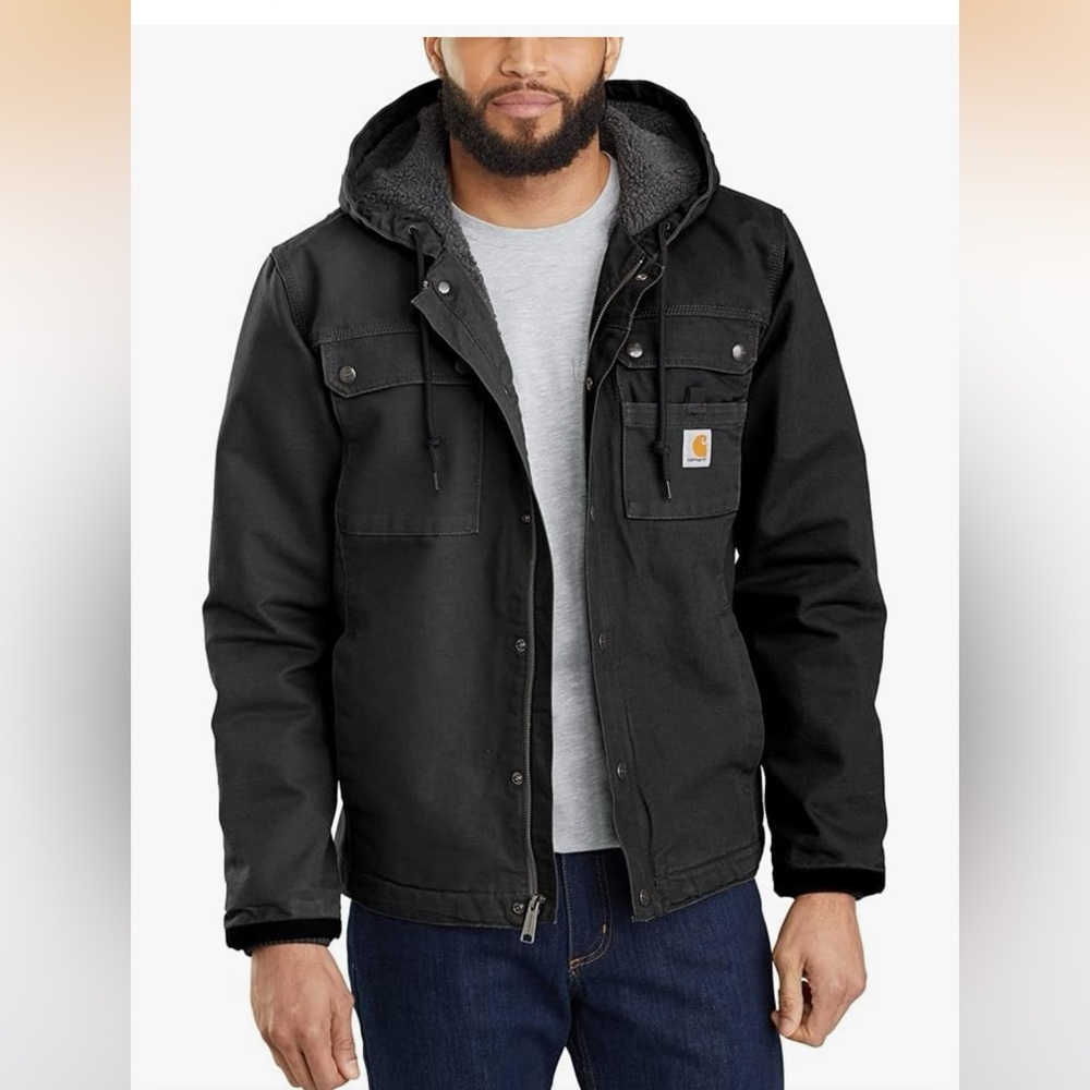 Carhartt Men's Relaxed Fit Washed Duck Sherpa-Lined Utility Jacket